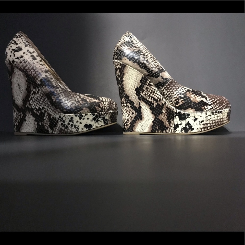STEVE MADDEN • Snake Print Wedges / size (8)